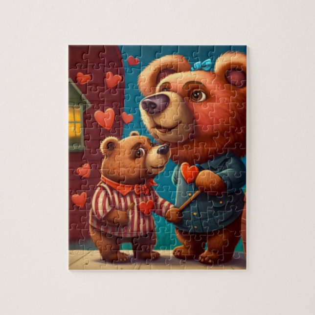Valentine's bear cartoon  jigsaw puzzle (Vertical)