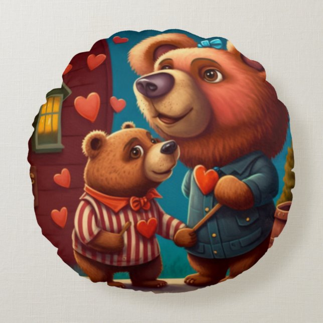 Valentine's bear cartoon pillow (Front)