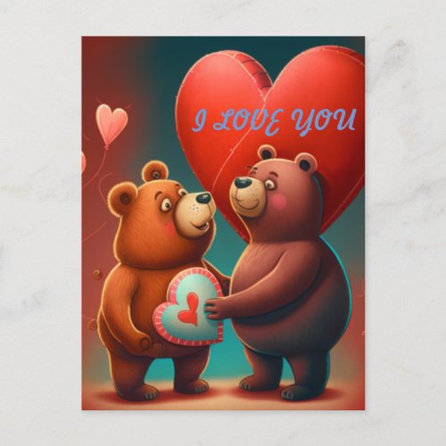 Valentines bear cartoon   postcard