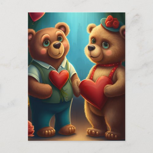 Valentines bear cartoon postcard