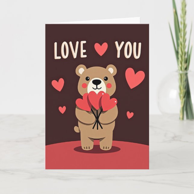 Valentines Bear Love You Card (Front)