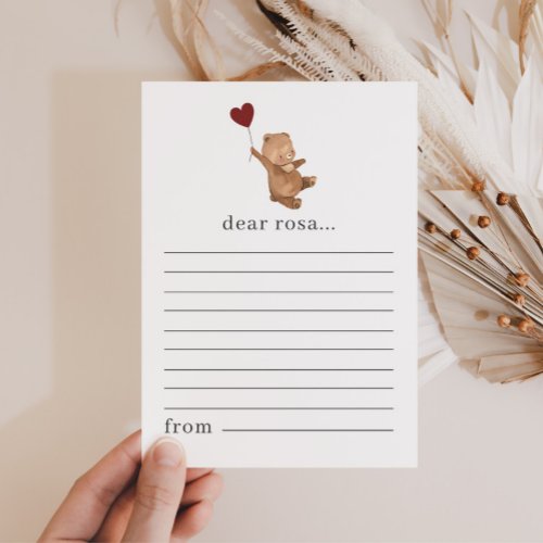 Valentines Bear Time Capsule Note Card