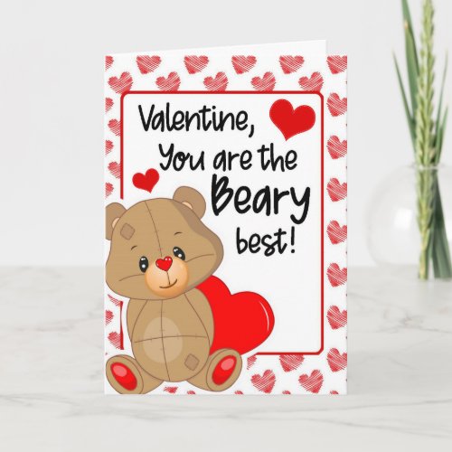 Valentines Beary Best Hearts Greeting Card
