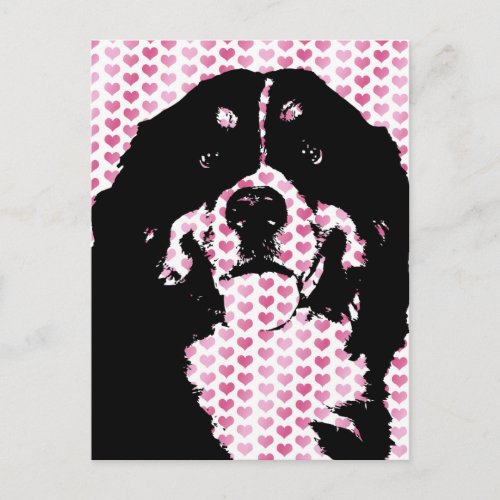 Valentines _ Bernese Mountain Dog Silhouette Holiday Postcard