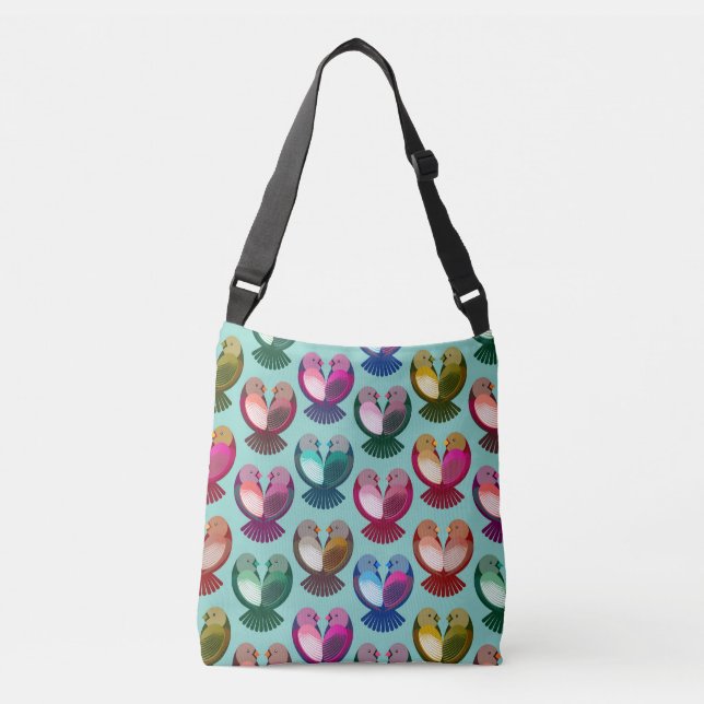 Valentine's birds in love crossbody bag (Front)