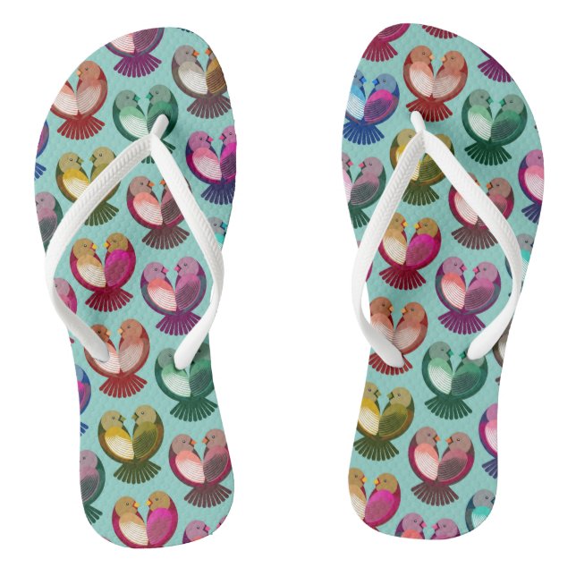 Valentine's birds in love flip flops (Footbed)