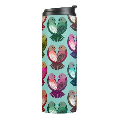 Valentines birds in love thermal tumbler