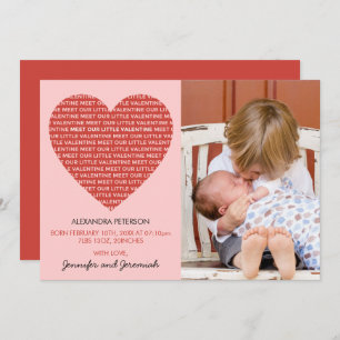 Valentines birth announcement card sweet modern