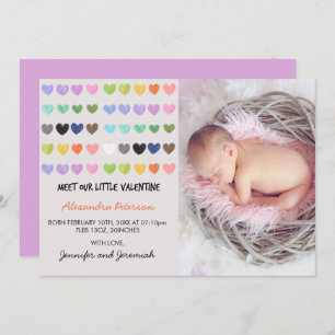 Valentines birth announcement colorful sweet heart