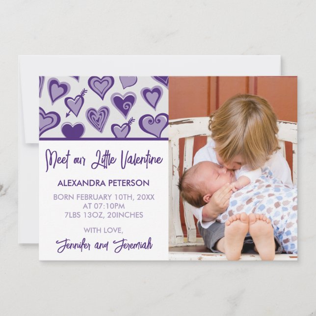 Valentines birth announcement our little valentine (Front)