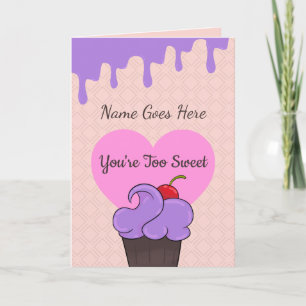 Valentines Birthday Love Hearts Sweet Cupcake Card