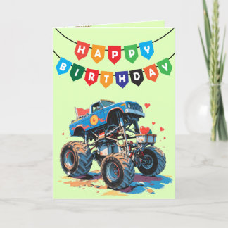 Valentine's Birthday - Monster Truck Letterpress Thank You Card