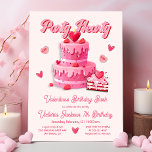 Valentine's Birthday Party Hearty Invitation<br><div class="desc">Party Hearty with this cute Valentine's Birthday Party invitation. Features a pink Valentine's day Cake and slice with red a pink hearts. Perfect for a girl's birthday for a adult or child. Great also for Galentine's day, Palentine's Day, or a girl's night out! All wording can be changed to fit...</div>