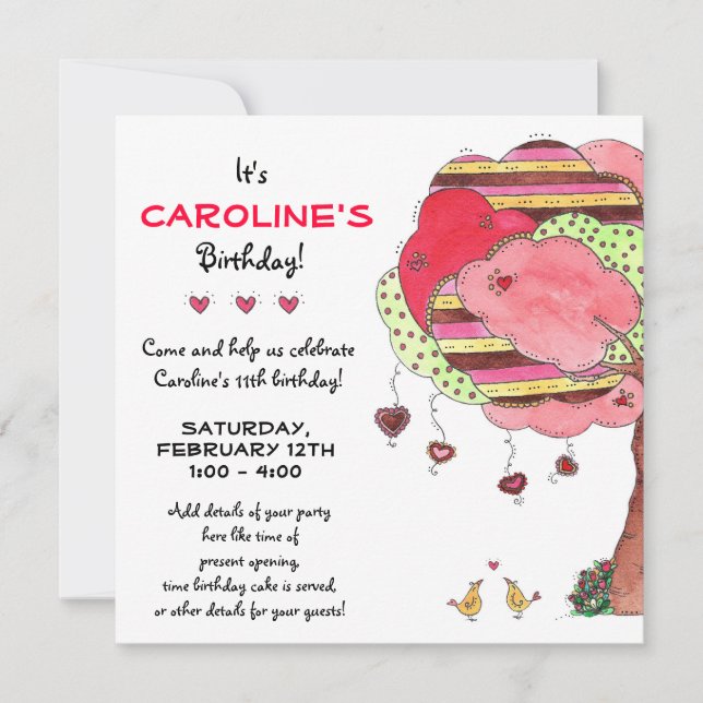 Valentines, Birthday Party Invitation (Front)