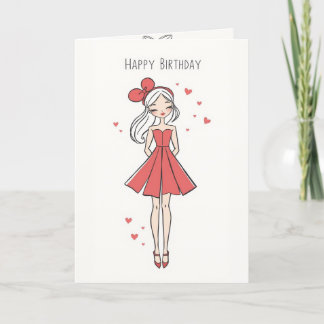 Valentine's Birthday - pre-teen girl Thank You Card