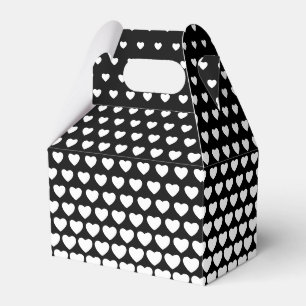 Valentines Black and White Heart Shape Pattern Favor Boxes