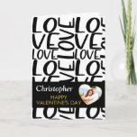 Valentines Black and White Minimalist Heart Photo Card