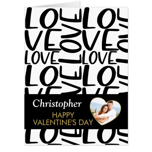 Valentines Black and White Minimalist Photo BIG Card (Front)