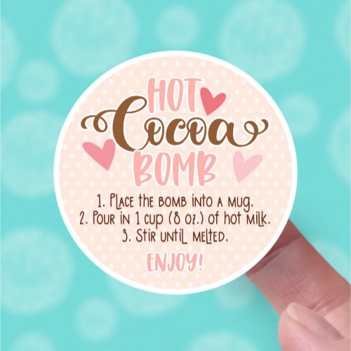 Valentines Blush Pink Hot Cocoa Bomb Instructions Sticker