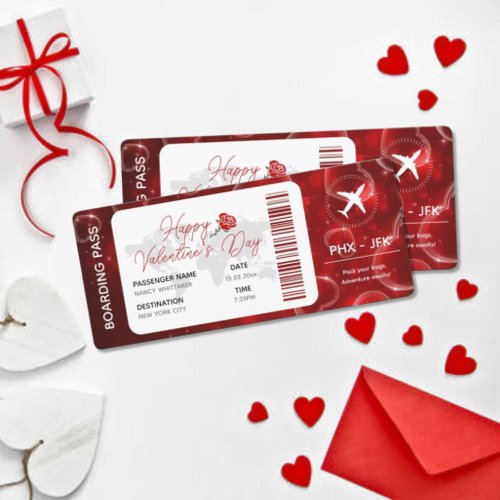 Valentines Boarding Pass Template Surprise Trip Card