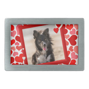 Valentines Border Collie Dog Hearts Belt Buckle
