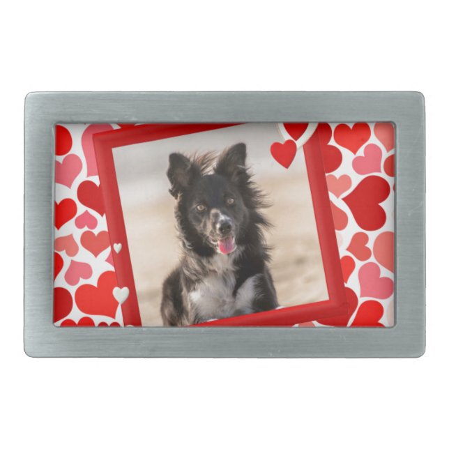 Valentines Border Collie Dog Hearts Belt Buckle (Front)