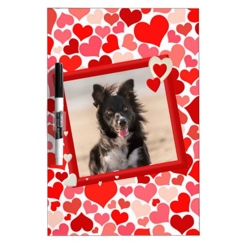 Valentines Border Collie Dog Hearts Dry Erase Board