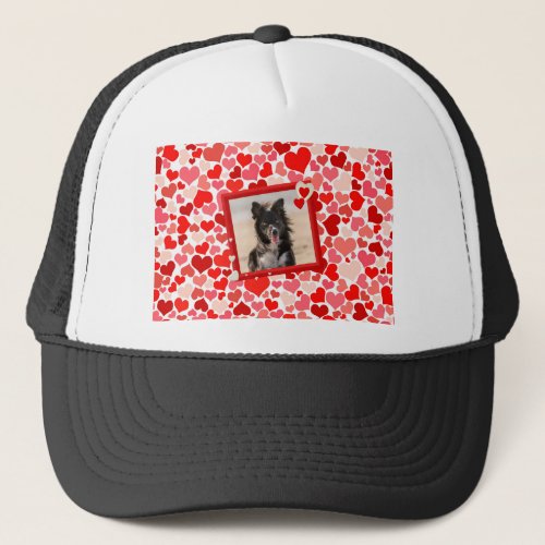 Valentines Border Collie Dog Hearts Trucker Hat