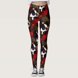 Valentine's Boston Terrier dog art leggings