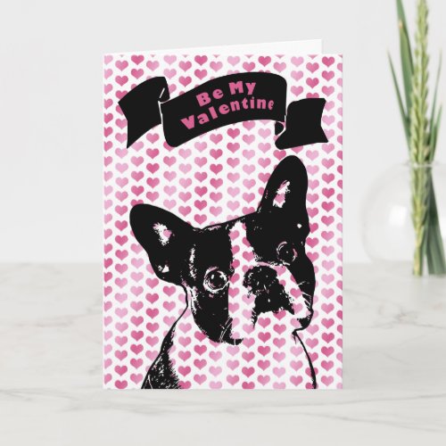 Valentines _ Boston Terrier Silhouette Holiday Card