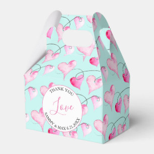 Valentines Box Pink Hearts Turquoise Blue