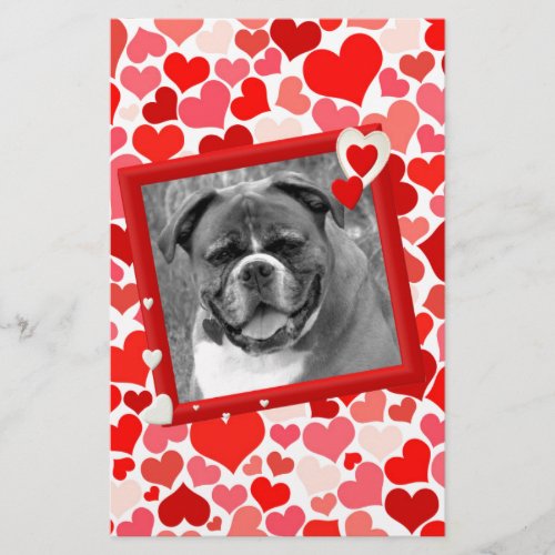 Valentines Boxer Dog Hearts Stationery