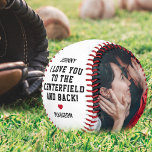Valentine's Boyfriend Photo Baseball<br><div class="desc">Cute valentine baseball gift featuring the name of your boyfriend,  the saying "I love you to the centerfiled and back",  and your name. Plus 2 photos for you to customize with your own to make this an extra special valentines/birthday gift.</div>