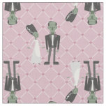 valentines bride frankenstein monster pink hearts fabric
