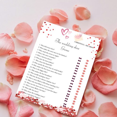 Valentines Bride  Groom Bridal Shower Game Card