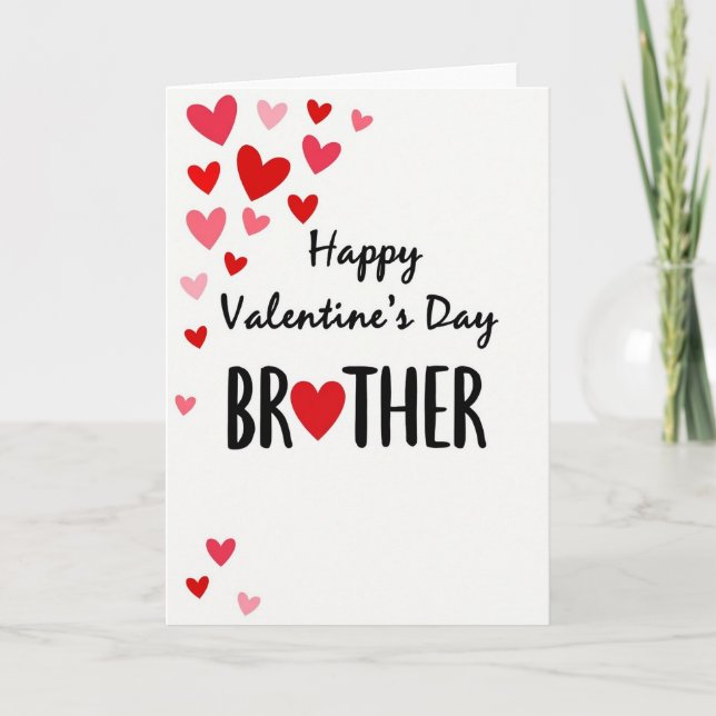 Valentines Brother Heart Pattern Card (Front)