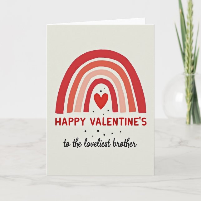 Valentines Brother Rainbow Heart Card (Front)