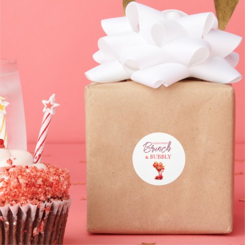 Valentines Brunch and Bubbly Favor Sticker