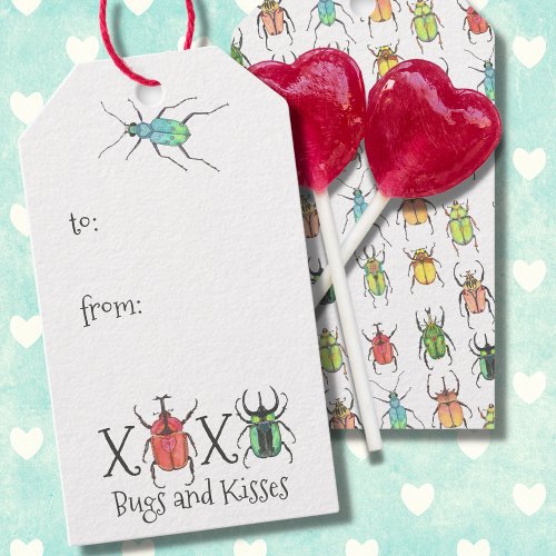 Valentines Bugs and Kisses Gift Tags