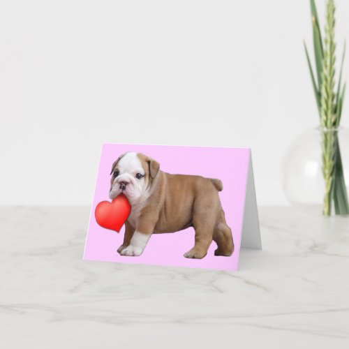 Valentines Bulldog puppy notecard