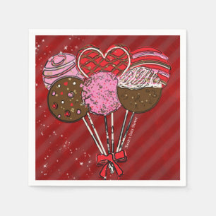 Valentine's Cake Pop Modern Chic Birthday Party Paper Napkins