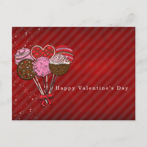 Valentines Cake Pops Announcement or Party Postcard