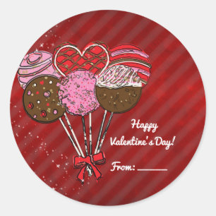 Valentine's Cake Pops Cute Custom Party Favor Classic Round Sticker