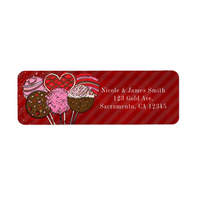 Valentine's Cake Pops Modern Chic Birthday Party Label (Front)