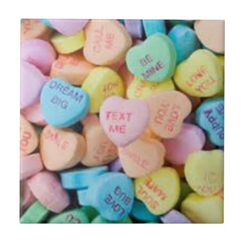 Valentines candy conversation hearts ceramic tile