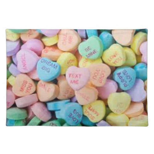 Valentines candy conversation hearts cloth placemat