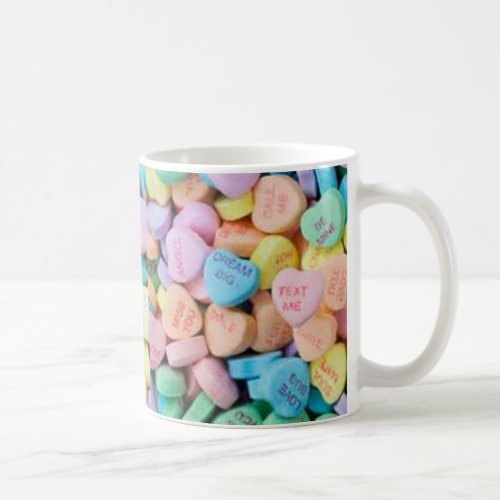 Valentines candy conversation hearts coffee mug