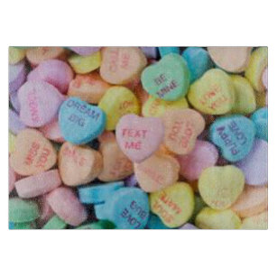 Valentine's candy conversation hearts cutting board