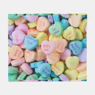 Valentine's candy conversation hearts fleece blanket