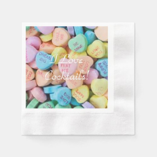 Valentines candy conversation hearts napkins
